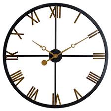 Black And Gold Wall Clock Uk Borough Wharf Oversized Deal 80cm Wall Clock Skeleton Wall Clock Clock Hill Interiors