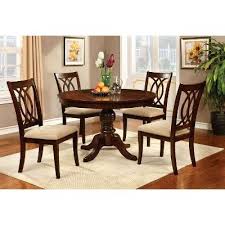 Set Of 2 Ladister Curved Wooden Carved Design Back Side Chair Brown Cherry Mibasics In 2020 Round Dining Room Sets Round Dining Room Round Dining Table Sets