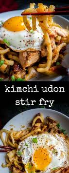 15 Minute Korean Style Udon Stir Fry Recipe Kimchi Chicken Udon Noodles Recipe Fried Udon