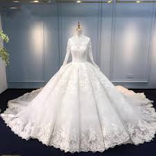 Luxury Muslim Modest Long Sleeve Lace Ball Gown Wedding Dress With Long Train 21011215 In 2021 Wedding Dresses Lace Ballgown Muslim Wedding Dresses Lace Ball Gowns