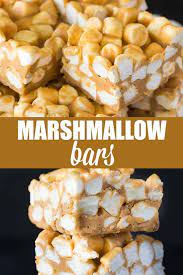 Marshmallow Bars Recipe Marshmallow Bars Snack Bar Recipes Dessert Recipes Easy