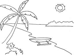 Sketsa untuk mewarnai gambar pemandangan alam pantai (sumber: Index Of Wp Content Uploads 2020 07