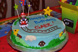 Grandma shoaf's quick and easy chocolate sheet cake. Super Mario Kart Cake
