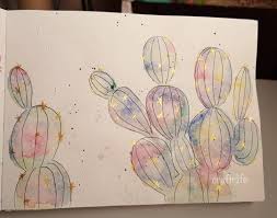 وانهيت رسمة الصبار وطبعا اضفت عليها شوك ذهبي استخدمت ألوان دانيال سميث اتعب وأنا اوصف جمال الاوان ra art painting humanoid sketch