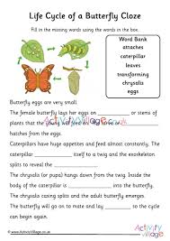 Printable science worksheet on life cycle butterfly 1. Butterfly Life Cycle Cloze