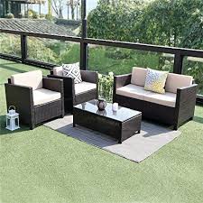 Wisteria Lane Outdoor Patio Furniture Set 5 Piece Conversation Set Sectional Sofa All Wea Outdoor Patio Furniture Sets Backyard Furniture Porch Furniture Sets