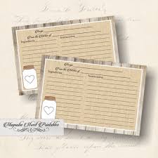 Printable Rustic Mason Jar Recipe Card 4 X 6 Burlap And Barn Etsy Rustic Recipe Cards Recipe Cards Meals In A Jar