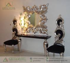 Material bahan baku kayu jati perhutani grade a super. Set Sofa Foyer Klasik Modern Griya Mebel