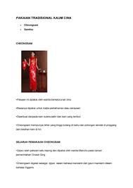 Tetapi tahukah anda sebenarnya cheongsam dan samfu ini hanyalah pakaian. Pakaian Tradisional Cina Studocu