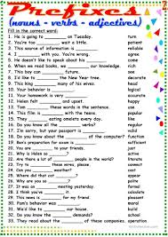Prefixes 2 English Esl Worksheets For Distance Learning And Physical Classrooms In 2020 Nouns And Verbs Worksheets Word Formation Nouns Verbs Adjectives