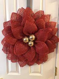 Christmas Poly Burlap Poinsettia Flower Wreath Screen Door Etsy Burlap Flower Wreaths Flower Wreath Poinsettia Flower