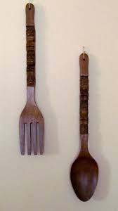 Large Wood Fork Spoon Tiki Wall Decor Fork Spoon Wall Decor Iron Wall Decor Large Wall Decor