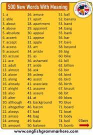 English Vocabulary List 500 New Words With Meaning And Sentences 1 About Using When Talking About A To New Words With Meaning New Vocabulary Words New Words