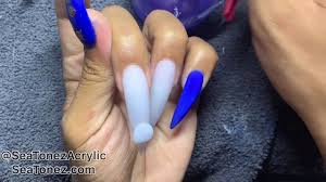 1 set nail tips sunflower clear false nails fan nature nail art round full cover nails display acrylic practice manicure tools rounded tips acrylic nails on sale. Royal Blue Stiletto Acrylic Nails Seatonez Com Youtube