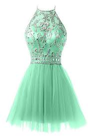 Amazon Com Ellames Short Tulle Beaded Homecoming Dress Halter Prom Gowns Black Us 2 Clothing Prom Dresses Short Dresses Fancy Outfits