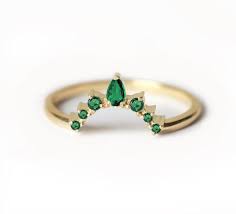 Wedding Ring With Emeralds Curved Emerald Wedding Band Etsy In 2021 Emerald Wedding Rings Emerald Wedding Band Engagement Rings Opal