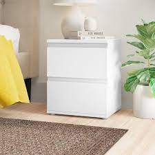 Crisp, white hue over subtle replicated wood grain easily complements other furniture finishes. White Nightstand Set Of 2 Wayfair