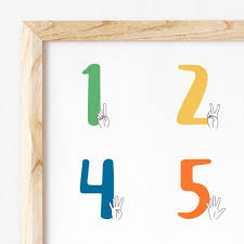 Sign Language Numbers Poster 1 10 Boy Modern Baby Sign Language Number Chart