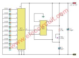 Led Chaser Circuit With Pcb Layout Running Lights Eleccircuit Com Simple Electronic Circuits Circuit Electronics Basics