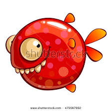 Red Funny Fish Isolated Vector Cartoon Character Cartoon Fish Fish Art Fish Drawings