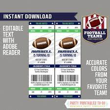 Seattle Seahawks Football Ticket Invitation Template Navy And Green Instant Download Football Birthday Party Edit And Print With Adobe Reader
