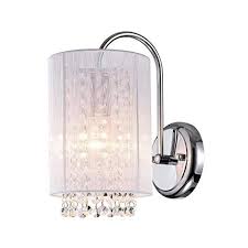 Lalula Crystal Wall Sconce 1 Light Chrome Finish Wall Light White Shade Wall Lamp 17167 Crystal Wall Sconces Sconces Wall Sconces