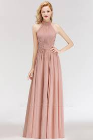 Norah A Line Floor Length Halter Ruffled Chiffon Bridesmaid Dresses Www Babyonlinewholes Backless Bridesmaid Dress Halter Bridesmaid Dress Dusty Rose Dress