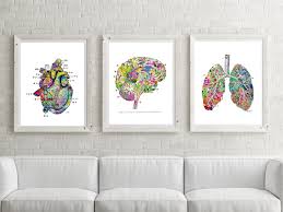 Doctor Gift Idea Medical Printable Lung Art Heart Print Brain Art Watercolor Art Medical Wall Art Digital Medical Brian Art Brain Art Medical Art Lungs Art