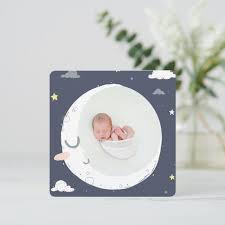 Moon Star And Cloud Cute Photo Birth Announcement Zazzle Com Birth Announcement Photos Cute Photos Birth Announcement