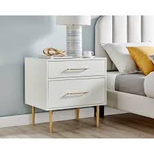Prepac milo 2 drawer nightstand with open shelf. Brighton Hill Cameron White Gold Two Drawer Nightstand Bellacor