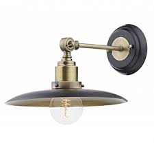 Industrial Wall Light Antique Brass Black Lightbox