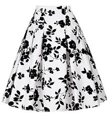 Paul Jones Dress Black And White Floral Print Skirt Elegant Retro Skirts 2xl C 9