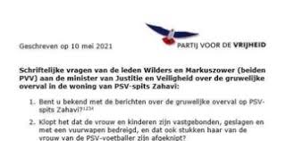 Eran zahavi ontbreekt zondag in de uitwedstrijd van psv tegen willem ii omdat zijn woning in amsterdam is overvallen. Grv8sqhp3rybam