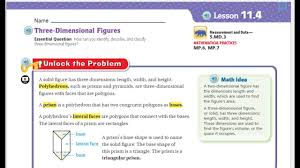Student edition volume 1 grade. Go Math 5th Grade Lesson 11 4 Three Dimensional Figures Youtube