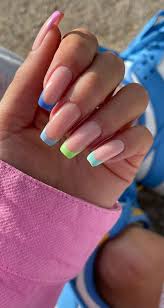 Apply nail polish near cuticles and on the tip of your nails. 45 Cute Summer Nails 2021 Multi Colored French Tip Nails