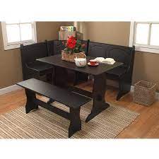 This rustic kitchen set includes a distressed round dining table and two chairs. Shop Now For The Breakfast Nook 3 Piece Corner Dining Set Black Accuweather Shop