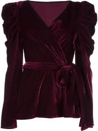 Patbo Velvet Puff Sleeve Wrap Top In Purple Modesens In 2020 Velvet Dress Designs Velvet Top Long Sleeve Velvet Dress Long
