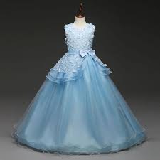 Birthday Dresses For Teens Kids Girls Pageant Long Style Dress Girl Party Wedding Formal Bridesmaid Bow Tie Embroidered Princess Teens Costumes Children Lace Birthday Dresses 4 16years Long Flower Girl Dresses Girls Pageant Dresses