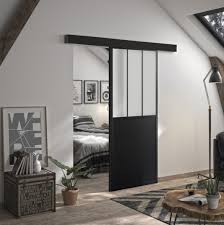 Vous garantir le bon achat, on y travaille tous les jours. Porte Coulissante En Applique Atelier Noir Verre Depoli