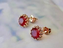 Sale Earrings Studs Ruby Gemstone Stud Earrings 18k Gold Etsy Gemstone Stud Earrings Gemstone Studs Gold Earrings Designs