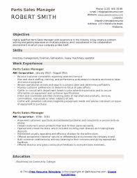 Parts Sales Manager Resume Samples Qwikresume
