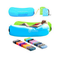Nevlers Blue & Green Inflatable Couch 2 Pack | 210T Polyester Blow Up Couch  | No-Pump Inflatable Chair Set | Sofa Bed Chair w/ 450 lbs. Capacity, ...