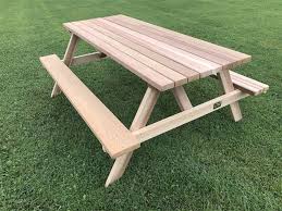 Basic 6 Picnic Table W Attached Benches Western Red Cedar Picnic Table Octagon Picnic Table Kids Picnic Table
