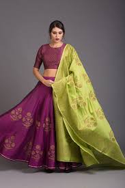 Ghoomar Phool Lehenga With Green Chanderi Dupatta Simple Lehenga Lehenga Designs Half Saree Designs