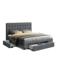 Check spelling or type a new query. Artiss Doublebed Frame With 4 Storage Drawers Avio Fabric Headboard Wooden Myer