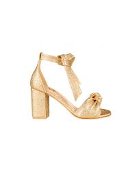Sandales à talon dorées en cuir craquelé | Liliane Gold | ÉMZI PARIS