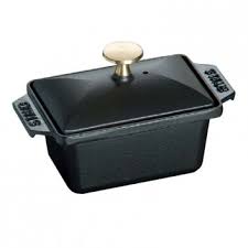 The tight fitting handled lid helps keep food hot or cold until served, and may also be used as a trivet. Staub Terrine