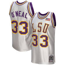Men's Mitchell & Ness Shaquille O'Neal White LSU Tigers College Vault  1990/91 Authentic Jersey