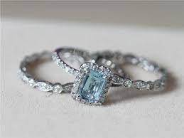 I Really Like The Bands All Together Just When I Said No Band Blue Aquamarine Ring White Gold Rings White Gold Diamond Rings