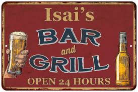 Isai's Red Bar and Grill Rustic Sign Decor 8x12 108120045150